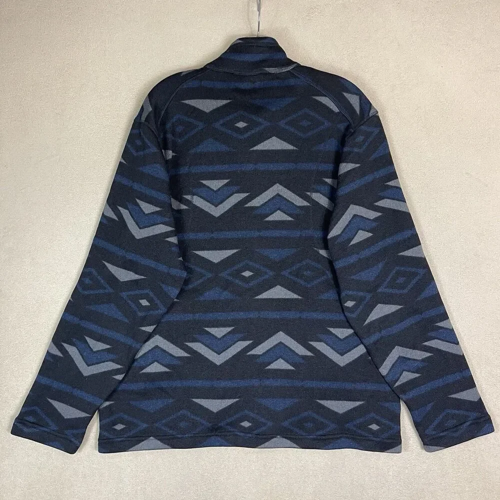 Warner Bros Studio Tour Sweater‎ Mens Large Blue Black Full Zip Embroidered Logo